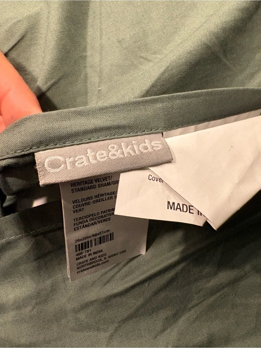 Crate & Barrel Velvet Pine Green Heritage Quilt and Pillow Sham - Twin